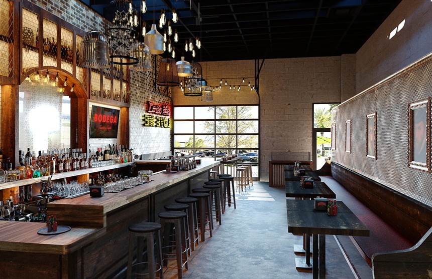 a view of the bar at the new location of Bodega