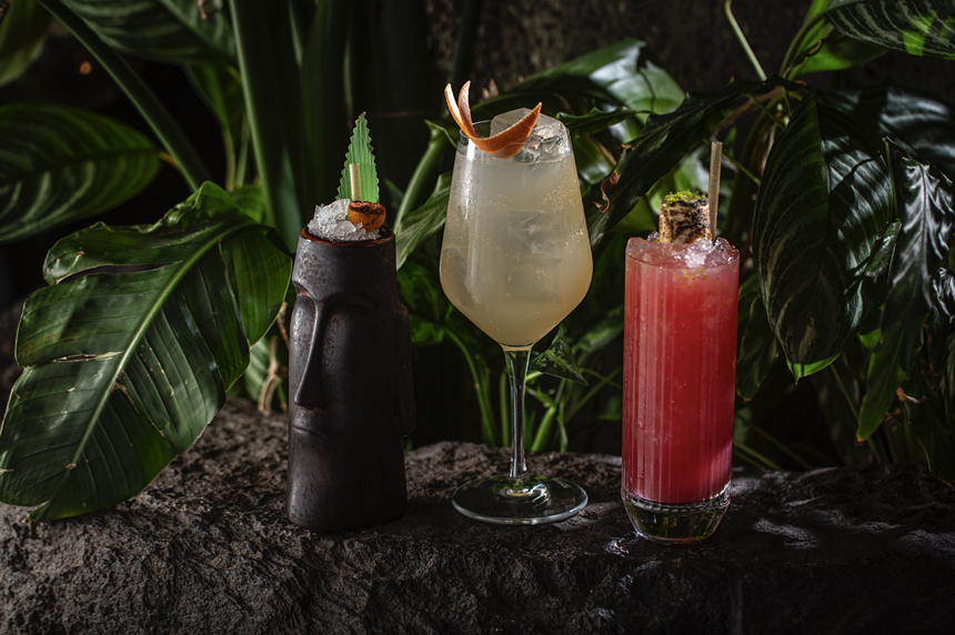 An array of tropical drinks