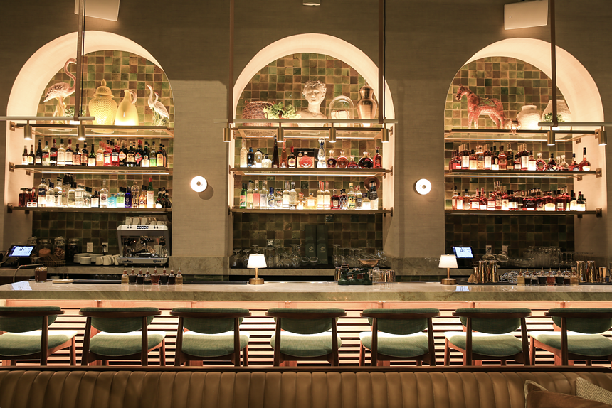 A dimly lit bar