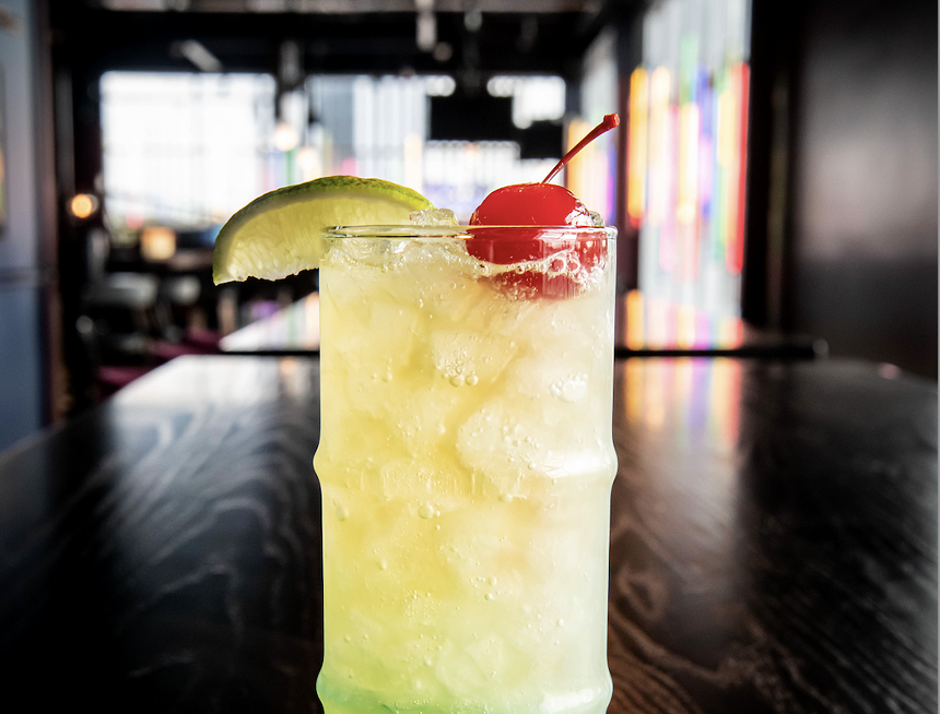 A yellow drink