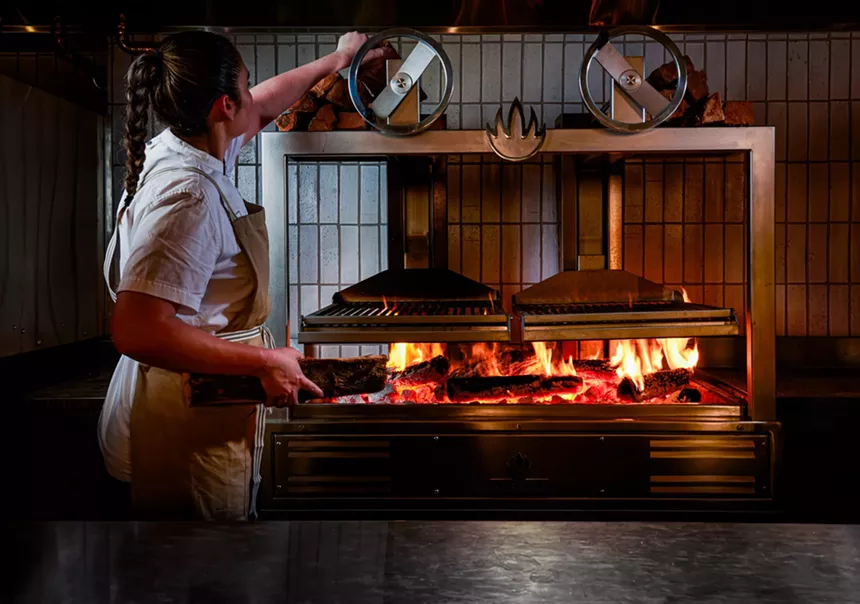 A wood-fire grill