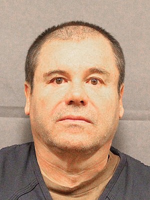 U.S. DOJ mugshot of a stubble-bearded, crew-cut Joaquín “El Chapo” Guzmán