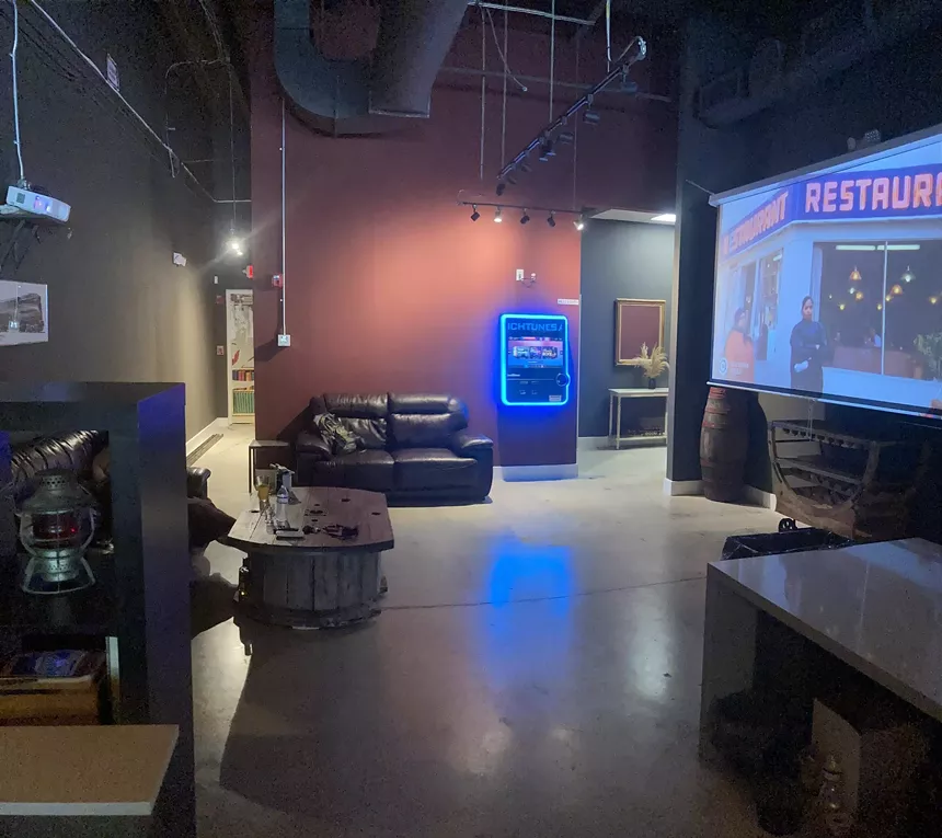 a projector in a room