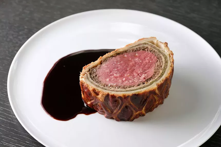 Beef Wellington on a plate