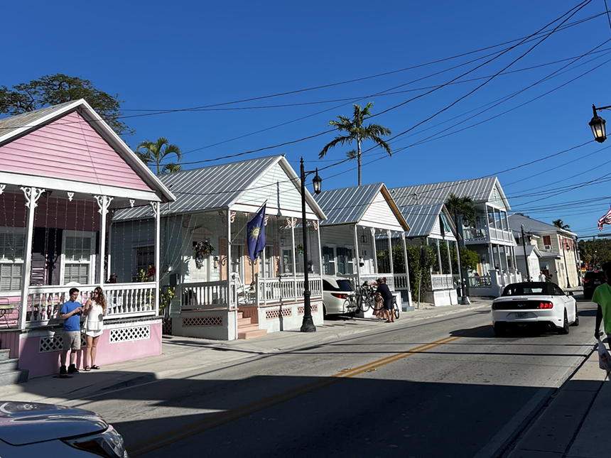 A blue sky and street