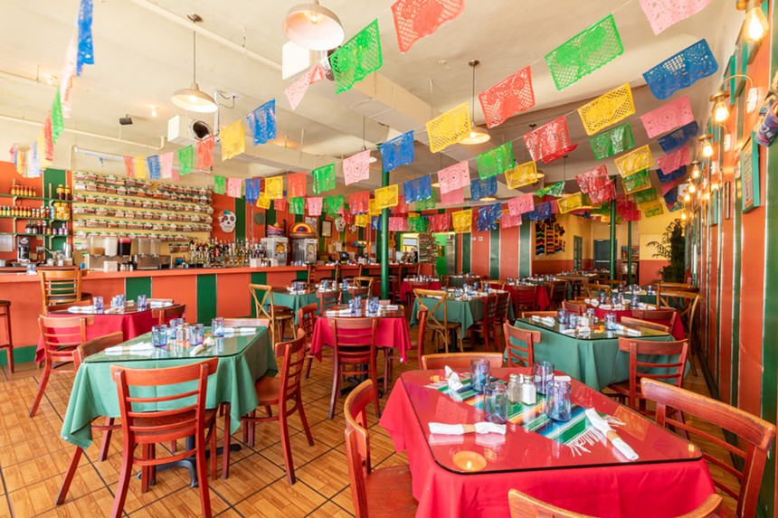 A classic colorful Mexican restaurant dining room