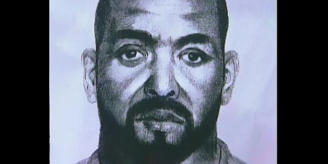A black-and-white police sketch of a person of interest in the murder of Paula Sladewski