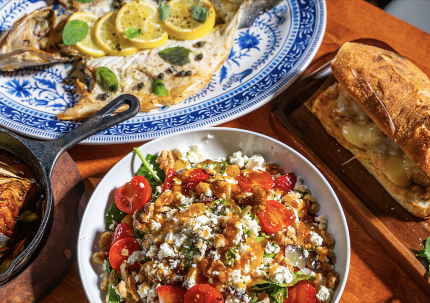 An array of Italian dishes on a wooden table