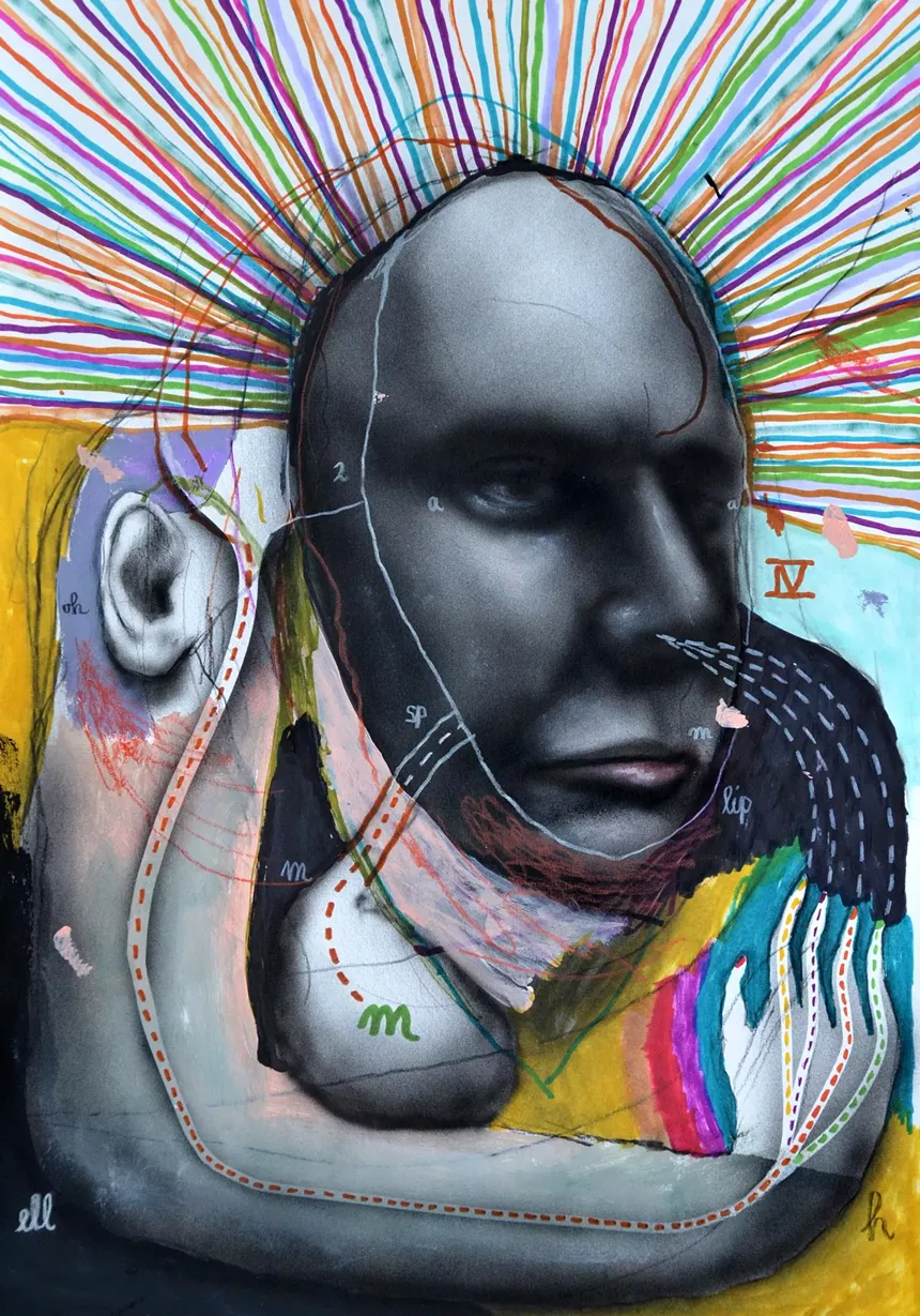 Abstract painting of a fan