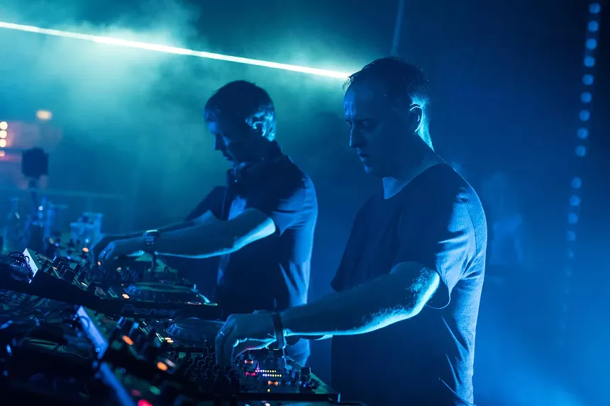 Sasha and John Digweed behind the decks