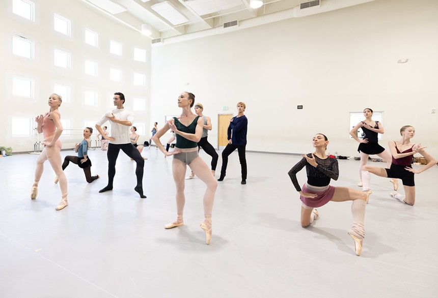 Miami City Ballet dancers rehearsing George Balanchine's Agon
