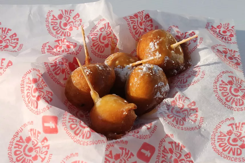 Fried food with toothpicks sticking out