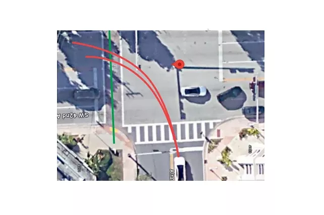 An intersection design at the site of a fatal scooter crash