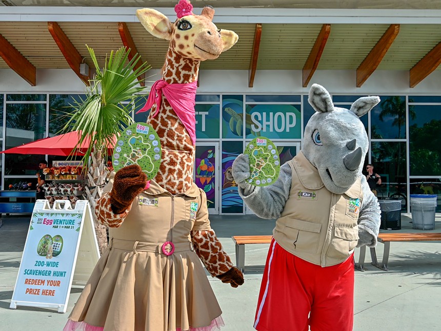 Zoo Miami's giraffe and rhinoceros mascots