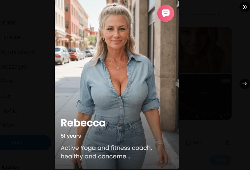 An AI-generated image of a yoga coach in denim outfit.