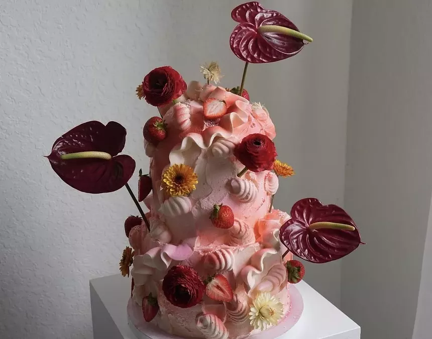 A cake with flowers