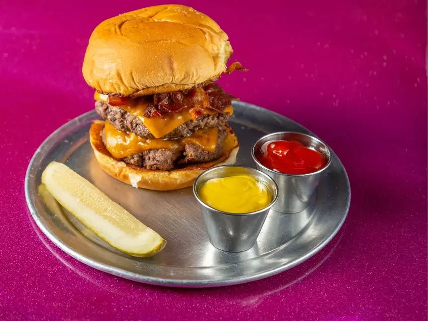 A burger on a plate