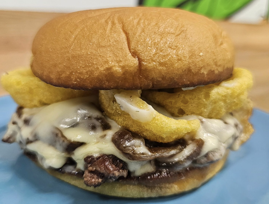 A burger with onions