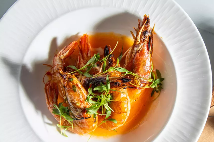 A shellfish dish in a white plate