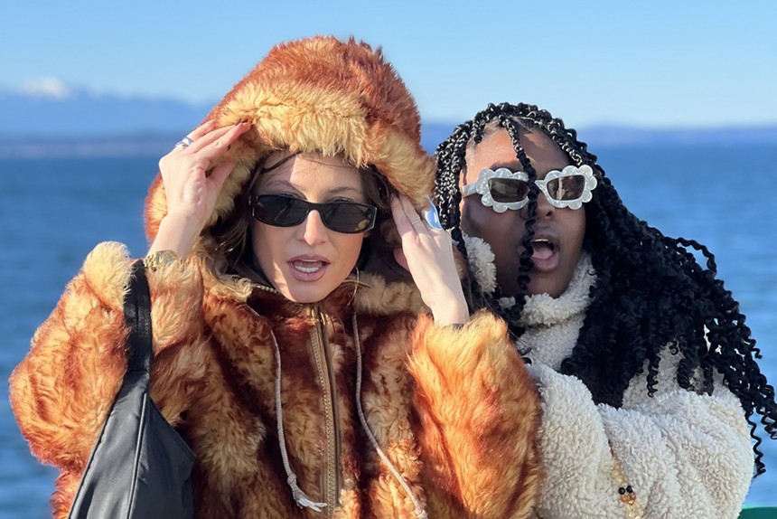 Karolena Theresa and Melissa Rich in fur coats