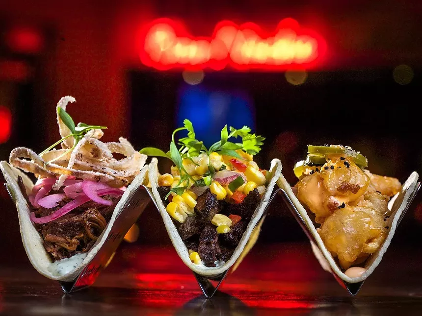 Three tacos in a line