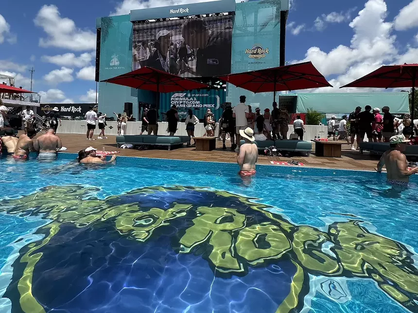 People in the pool at the Hard Rock Beach Club