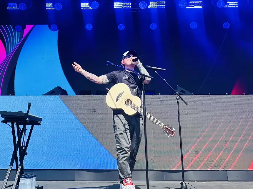Ed Sheeran performing at Hard Rock Beach Club