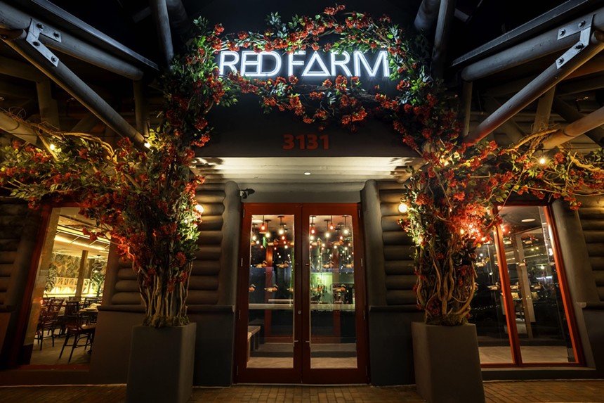 The exterior of a restaurant with a sign that reads, "RedFarm."