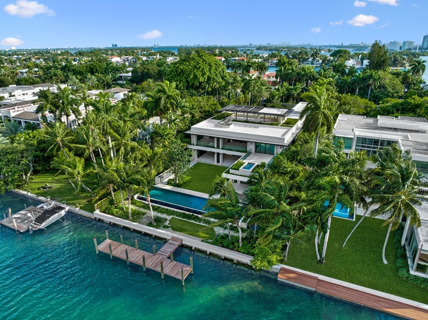 An aerial view of the $40 million Palm Island estate