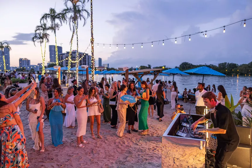 People dancing to music during sunset