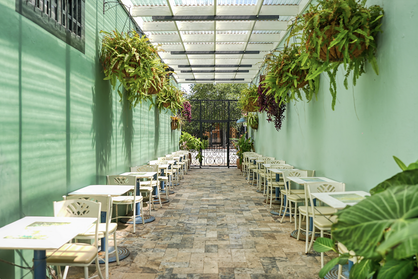 dining tables outside in a patio