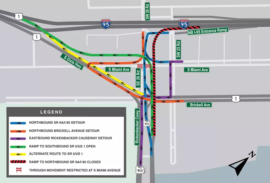 Northbound Rickenbacker Causeway closure