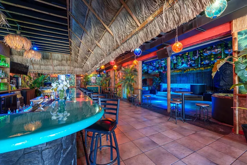 a bar with a table