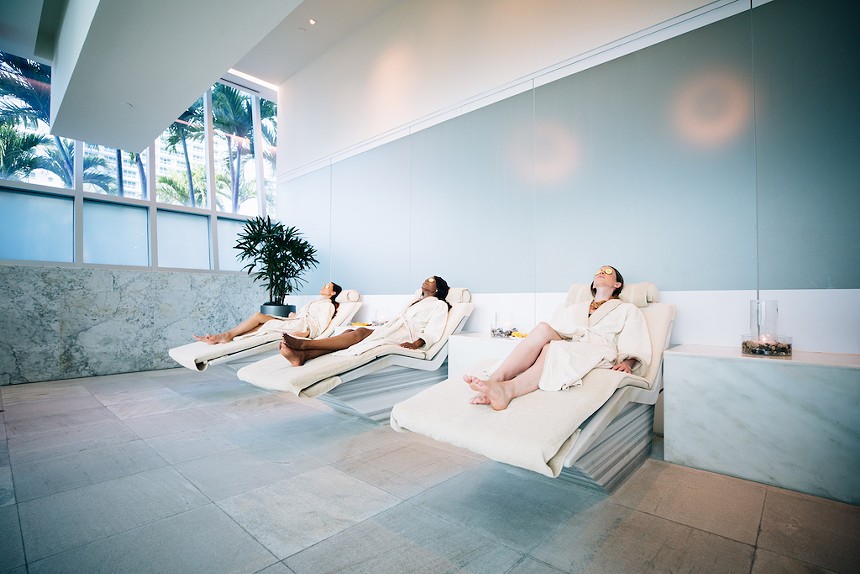 Three people sitting down at Lapis Spa