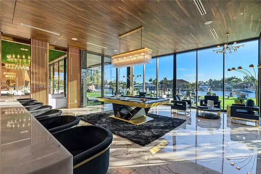 Pool table in $48 million Fort Lauderdale mansion.