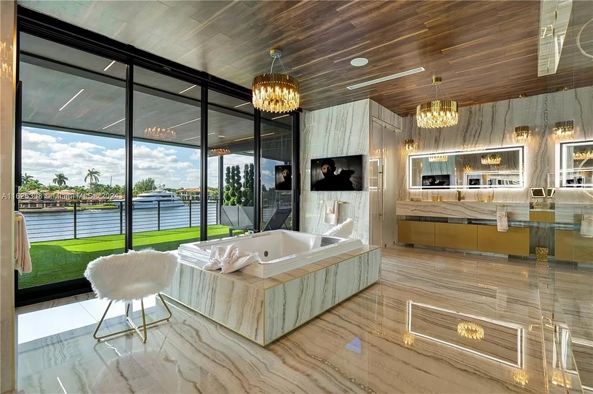 Primary bathroom in $48 million mansion in Fort Lauderdale