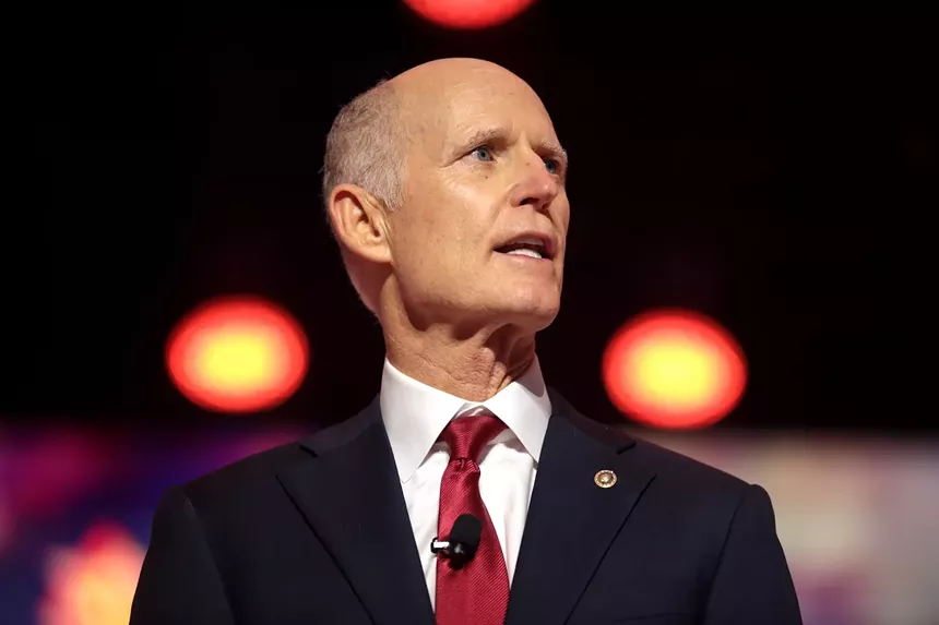 photo of Republican U.S. Sen. Rick Scott of Florida, gazing off into the distance senatorially