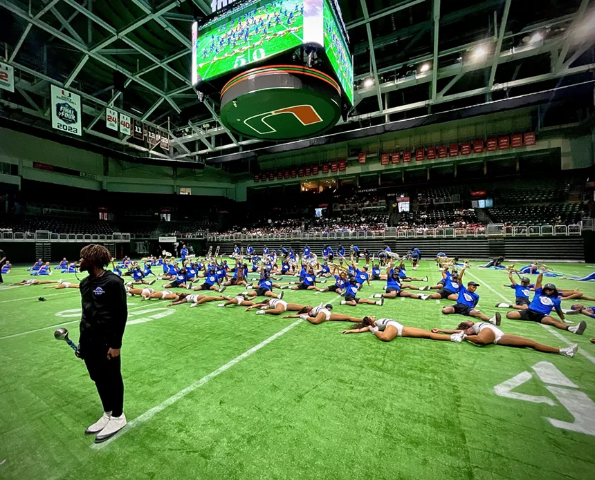 Dillard High School's Marching Panther Band performing at the Watsco Center.