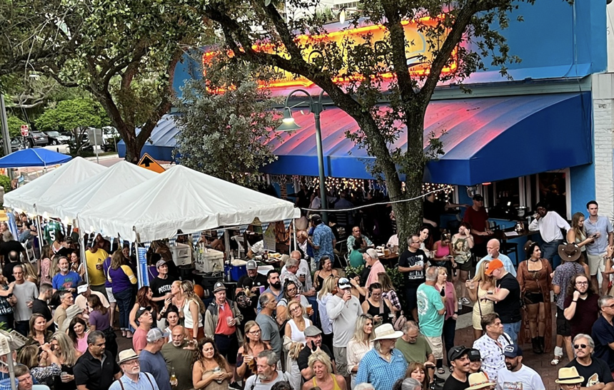 a group of people outside