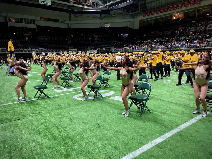ASU's Mighty Marching Hornets performing at the Watsco Center.