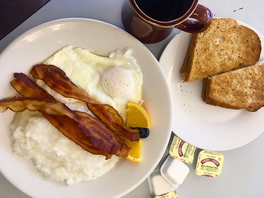 breakfast on white plate