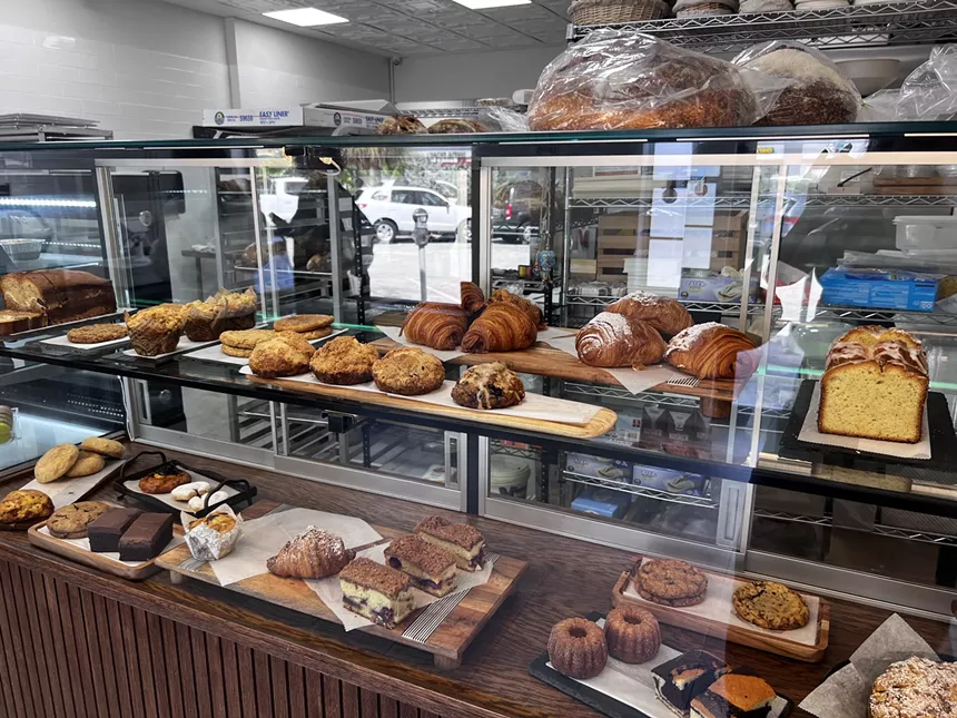 pastries in a display case