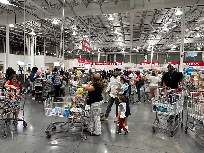 Busy checkout lines at the Costco in North Miami