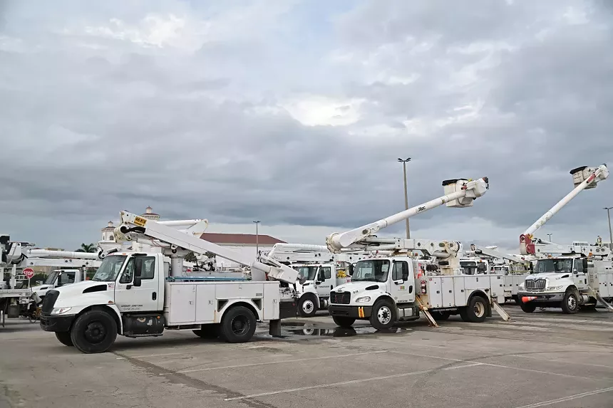 Emergency response team at a pre-staging area at Gulfstream Park
