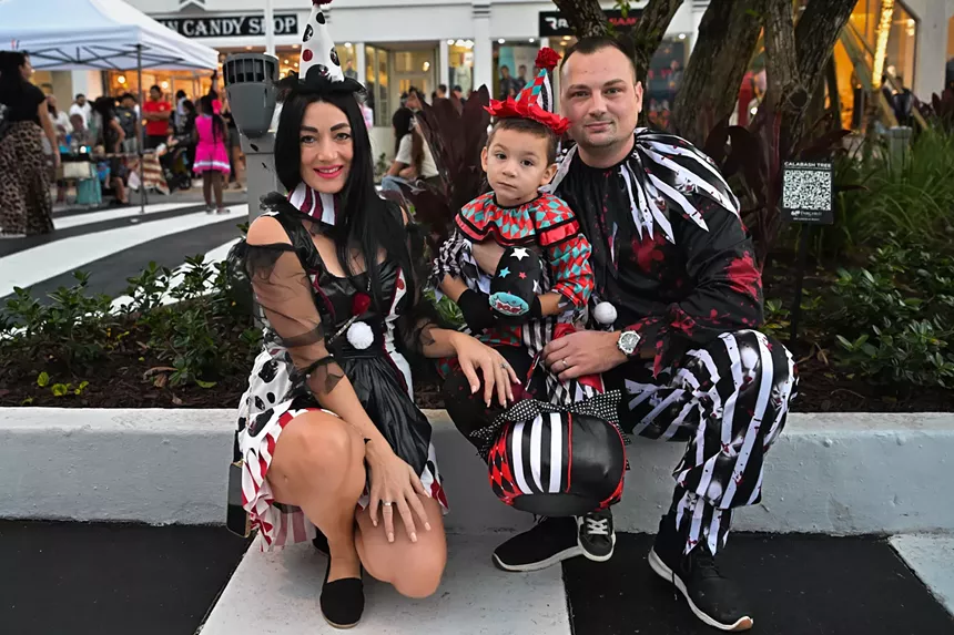 People in costume on Halloween night on Lincoln Road in Miami Beach