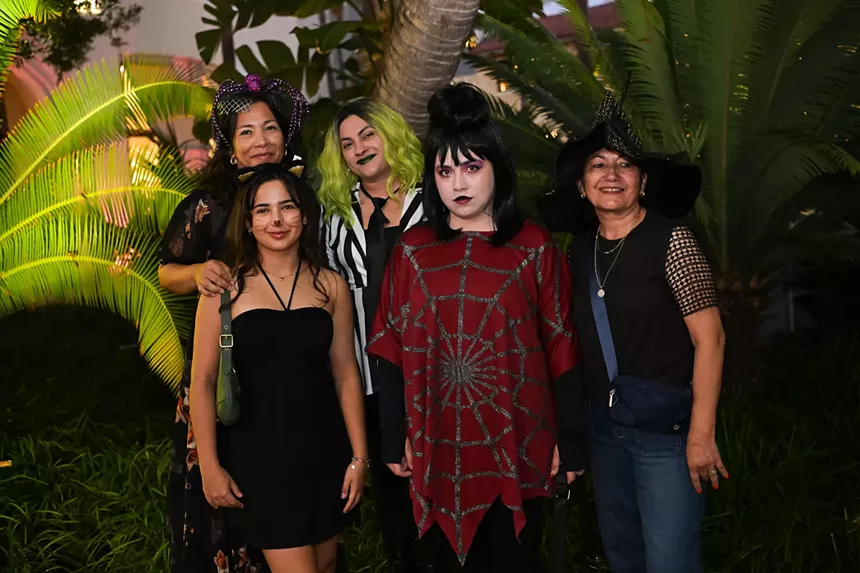 People in costume on Halloween night on Lincoln Road in Miami Beach