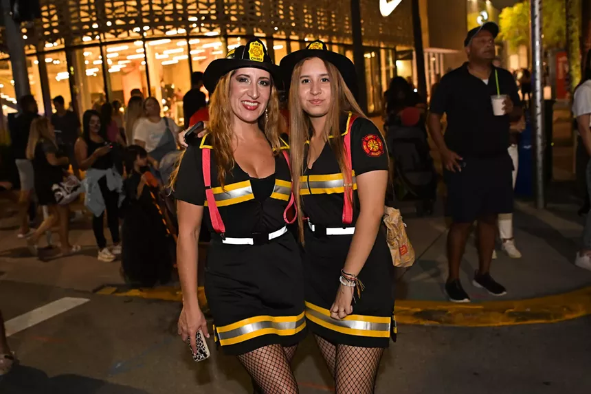 People in costume on Halloween night on Lincoln Road in Miami Beach