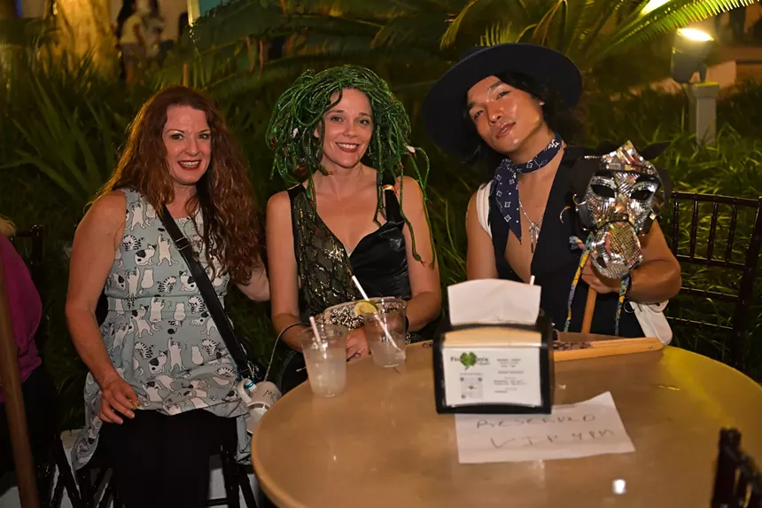 People in costume on Halloween night on Lincoln Road in Miami Beach
