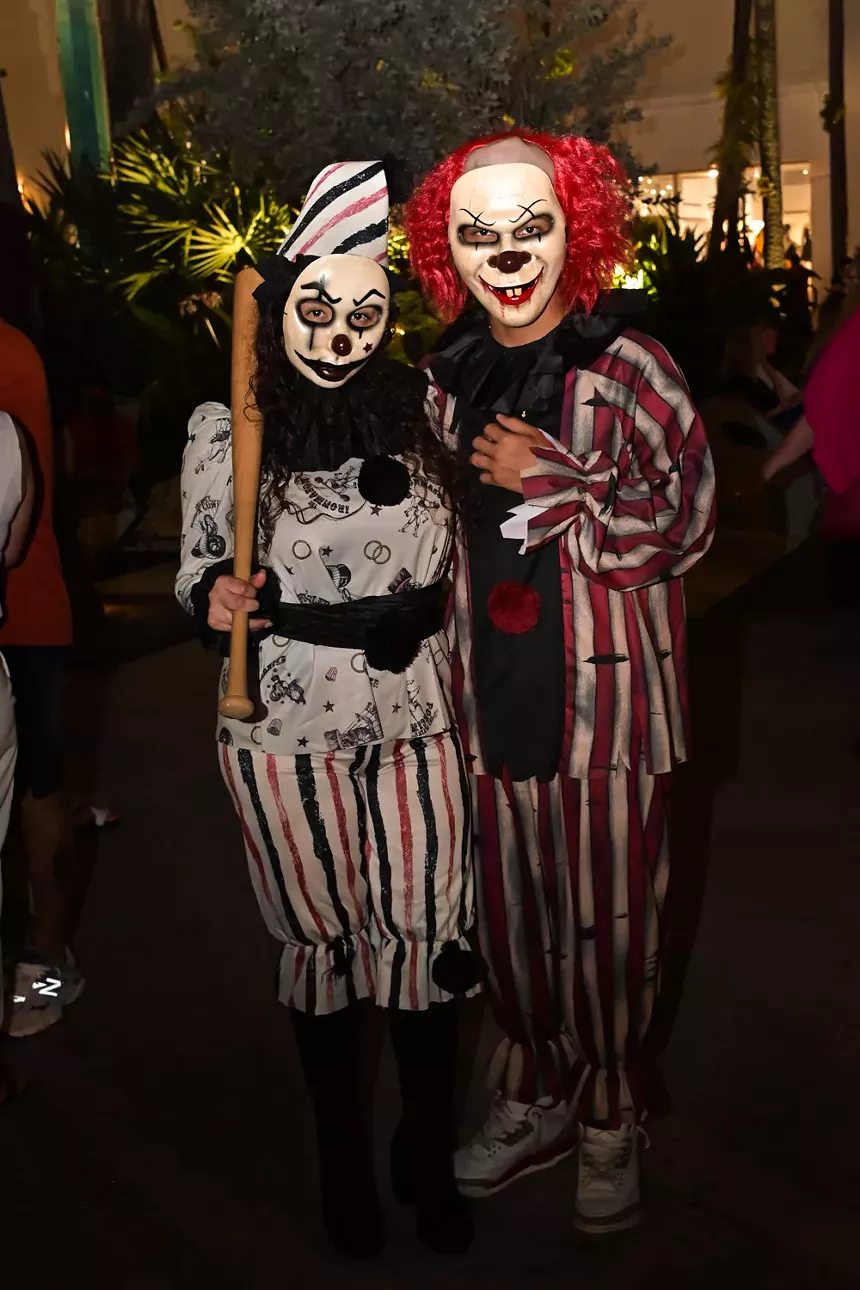 People in costume on Halloween night on Lincoln Road in Miami Beach