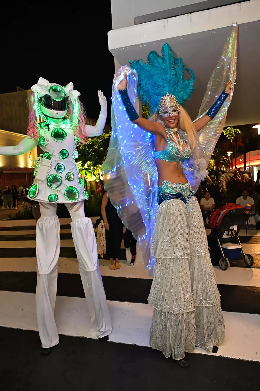 People in costume on Halloween night on Lincoln Road in Miami Beach